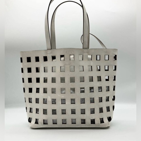 Prada Handbags - Prada vintage white leather geometric bag Rare